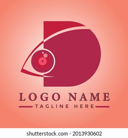 D Letter Creative Eye Concept Logo Design Template 