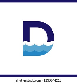 D Letter and creative wave logo vector template