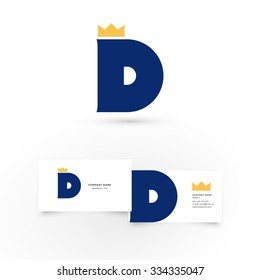 D letter with crown. Modern icon design logo element with business card template. Best for identity and logotypes