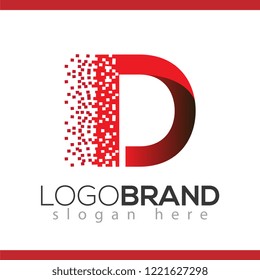 D letter data tech logo concept. letter with data vector template
