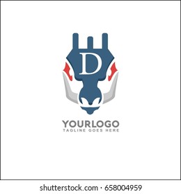 D letter deer logo, royal dog, Animal logo,collection, Elements for brand identity, Vector Logo template.