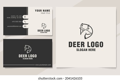 D letter with deer logo template on monogram style