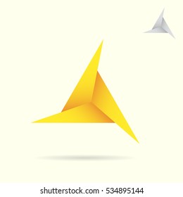 D letter, delta shape icon, 2d vector illustration on yellow background, eps 10