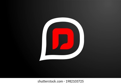 Diseño de letras D con nube de preguntas rojas. Diseño del logotipo del alfabeto. Icono de promoción de marca para productos y empresa