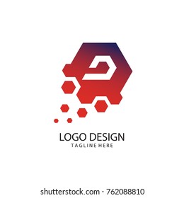 D Letter Design Vector With Hexagon