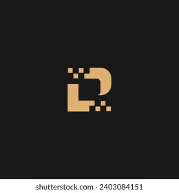 D Letter Design Vector with Tech Illustration,
