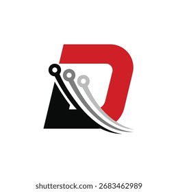 d letter digital abstract logo modern style