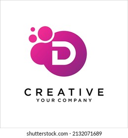 Letra D con vector de diseño con logotipo de puntos