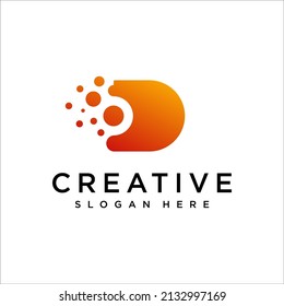 D Letter With Dots Logo Design Vector Template