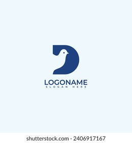 D Letter dove bird logo design template