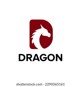 D letter dragon head vector logo design