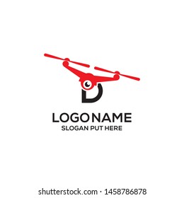 D Letter drone logo design template