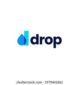 d letter drop droplet overlapping color logo vector icon illustration