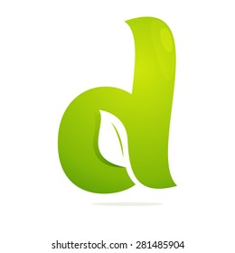 D letter eco logo, negative space volume icon