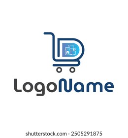 D Letter e-commerce Logo Design Template Vector Illustration