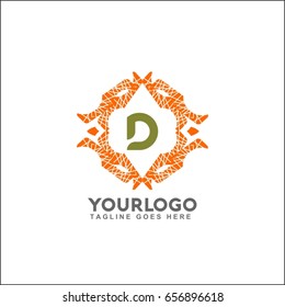 D letter emblem of the weaving circle. Monogram design for Royalty, business card, Boutique, Hotel, Heraldic, Web design, Jewelry. Vector illustration