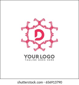 D letter emblem of the weaving circle. Monogram design for Royalty, business card, Boutique, Hotel, Heraldic, Web design, Jewelry. Vector illustration