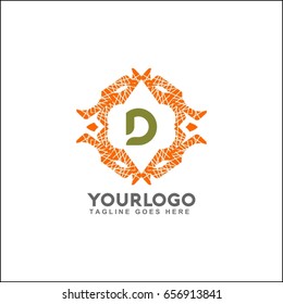 D letter emblem of the weaving circle. Monogram design for Royalty, business card, Boutique, Hotel, Heraldic, Web design, Jewelry. Vector illustration