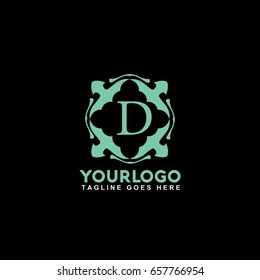 D Letter Emblem of the weaving circle logo. Monogram design element, graceful template. Simple identity design for Royalty, business card, Boutique, Hotel, Heraldic, Web design. 