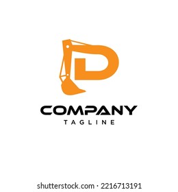 D Letter excavator Vector logo icon vector Template