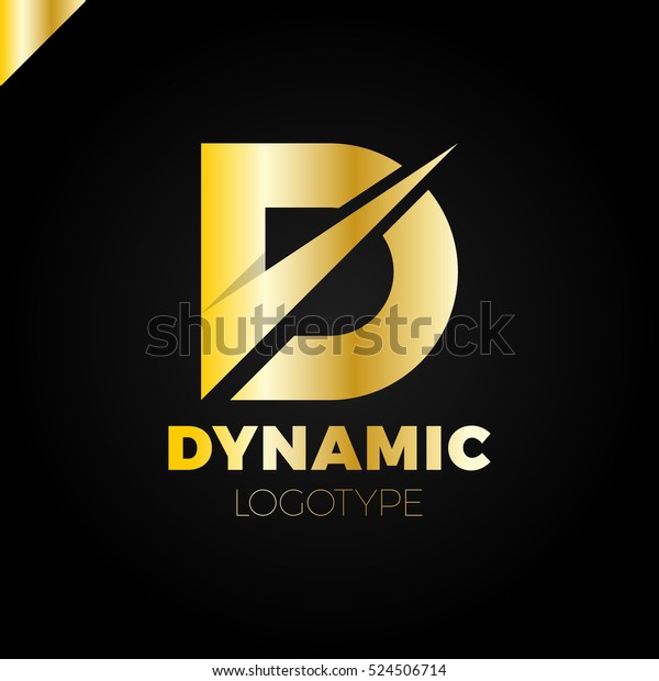 D letter fast\
speed logo. Vector design template elements for your application or\
corporate identity. gold
