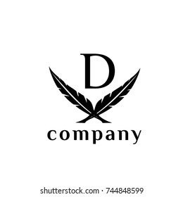 D letter feather vector logo design template