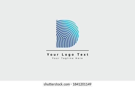 D letra Logo de huellas dactilares. Elementos de plantilla de diseño de tecnología vectorial, Letra inicial d vector Icon Fingerprint Concept, logotipo geométrico abstracto. Hermoso y creativo logo. logotipo de la línea de letra D