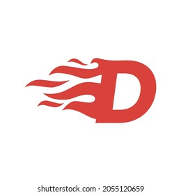 d letter fire flame hot uppercase logo vector icon illustration
