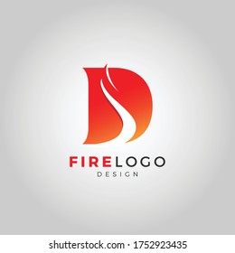 D letter fire logo template
