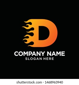 D Letter Flame Logo Design Template Stock Vector (Royalty Free ...