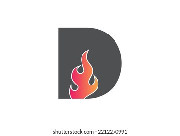 D Letter Flame Logo Design. Fire Logo Lettering Concept Vector illustration.
