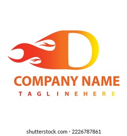 D Letter Flame Logo Design. Fire Logo Lettering Concept Vector.