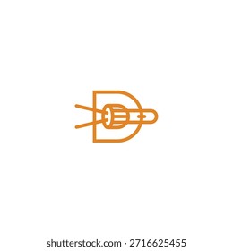 Diseño del logotipo de la linterna de la letra D.