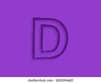 D letter font, hand drawn brush stroke. Modern, elegant calligraphic design. For design element, logo, creative poster etc. Vector illustration 