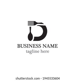 D letter food logo template vector design