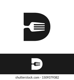 D Letter Fork Logo Design Template Inspiration, Vector Illustration.