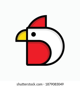 D letter forming chicken head logo