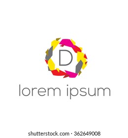 D letter geometric vector logo template (sign, symbol, icon)