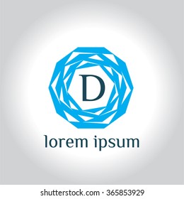 D letter geometric vector logo template (sign, symbol, emblem, ornament)