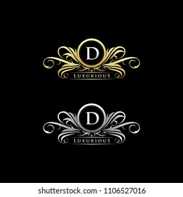 D Letter Gold and Silver Luxury Design Logo.Suitable for boutique,restaurant, wedding service, hotel, interior or business identity.