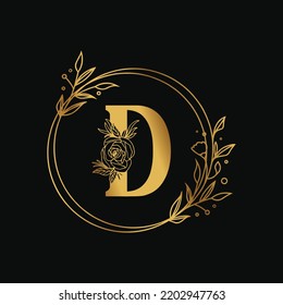 D Letter Golden Gradient Design
