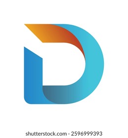 D letter gradient logo templet