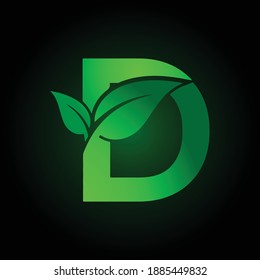 D letter with green leaf