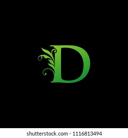 D letter green nature leaf logo