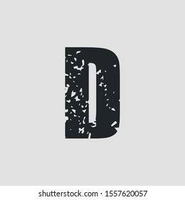 D letter grunge style. Vector eps10