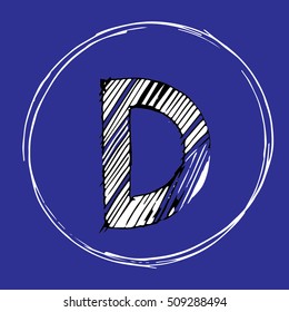 D letter hand drawn vector illustration. G letter grunge sign (symbol, emblem, icon)