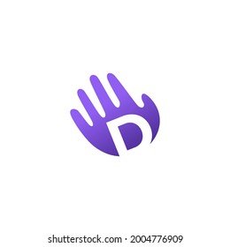 d letter hand palm hello logo vector icon illustration