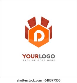 D letter hexagon logo. Abstract vector in modern style
