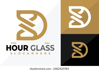 D Letter Hourglass Logo design vector symbol icon illustration