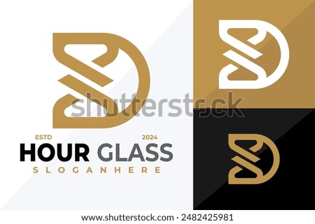 D Letter Hourglass Logo design vector symbol icon illustration